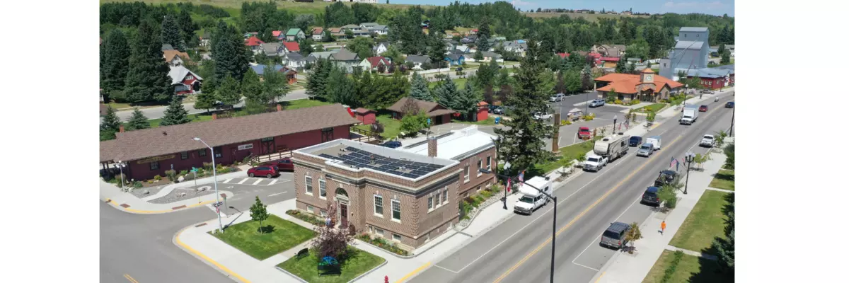 Aerial view of library